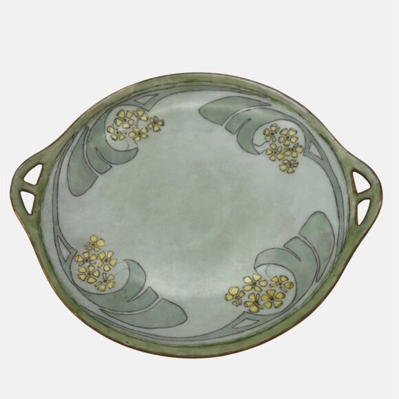 Handpainted HC Royal 1916 Decorative Plate By Eda Norvell 10.25" Green Floral - Picture 1 of 6